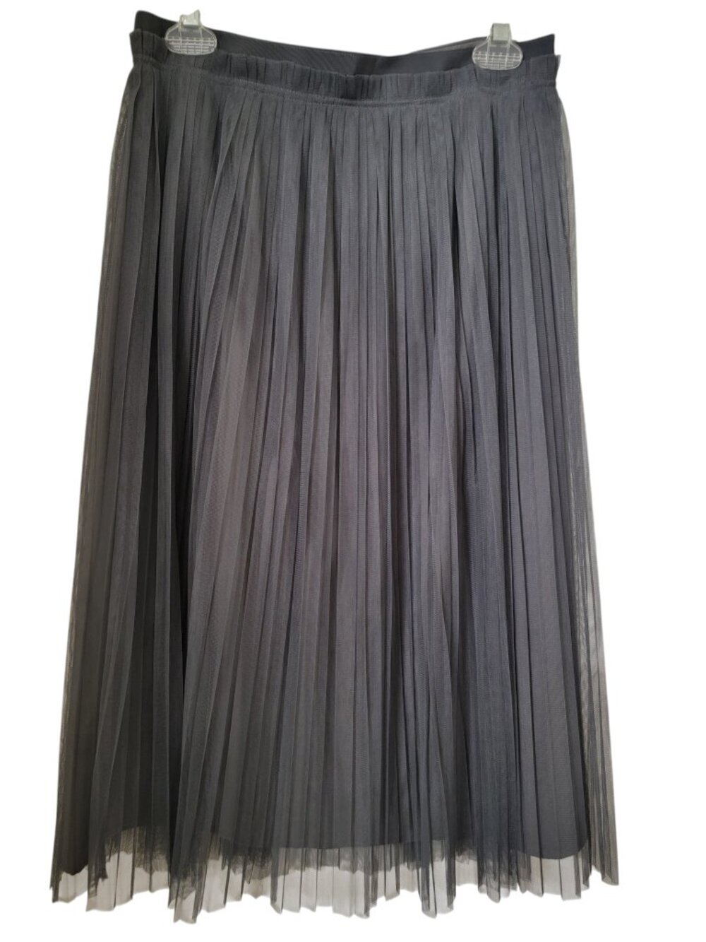 Banana Republic Size 4 Gray Accordion Pleat Tulle Midi Skirt, Lined